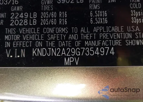 2016 Kia Soul from USA, damaged, VIN KNDJN2A29G7354974